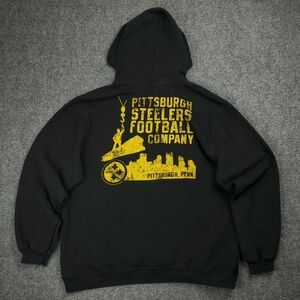 Vintage Y2K Pittsburgh Steelers Hoodie Mens Medium Double Sided Graphic Pullover
